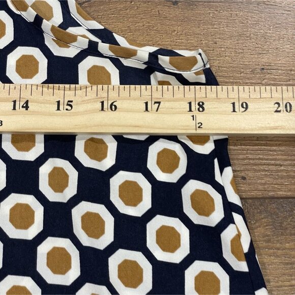 Theory Top Womens‎ Small Silk Geometric Sleeveless Blouse Stretch Scoop Neck - Picture 11 of 12